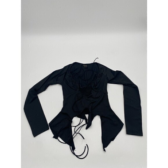 Cape Clique Black Crop Top Drawstring Women Small - Picture 3 of 15